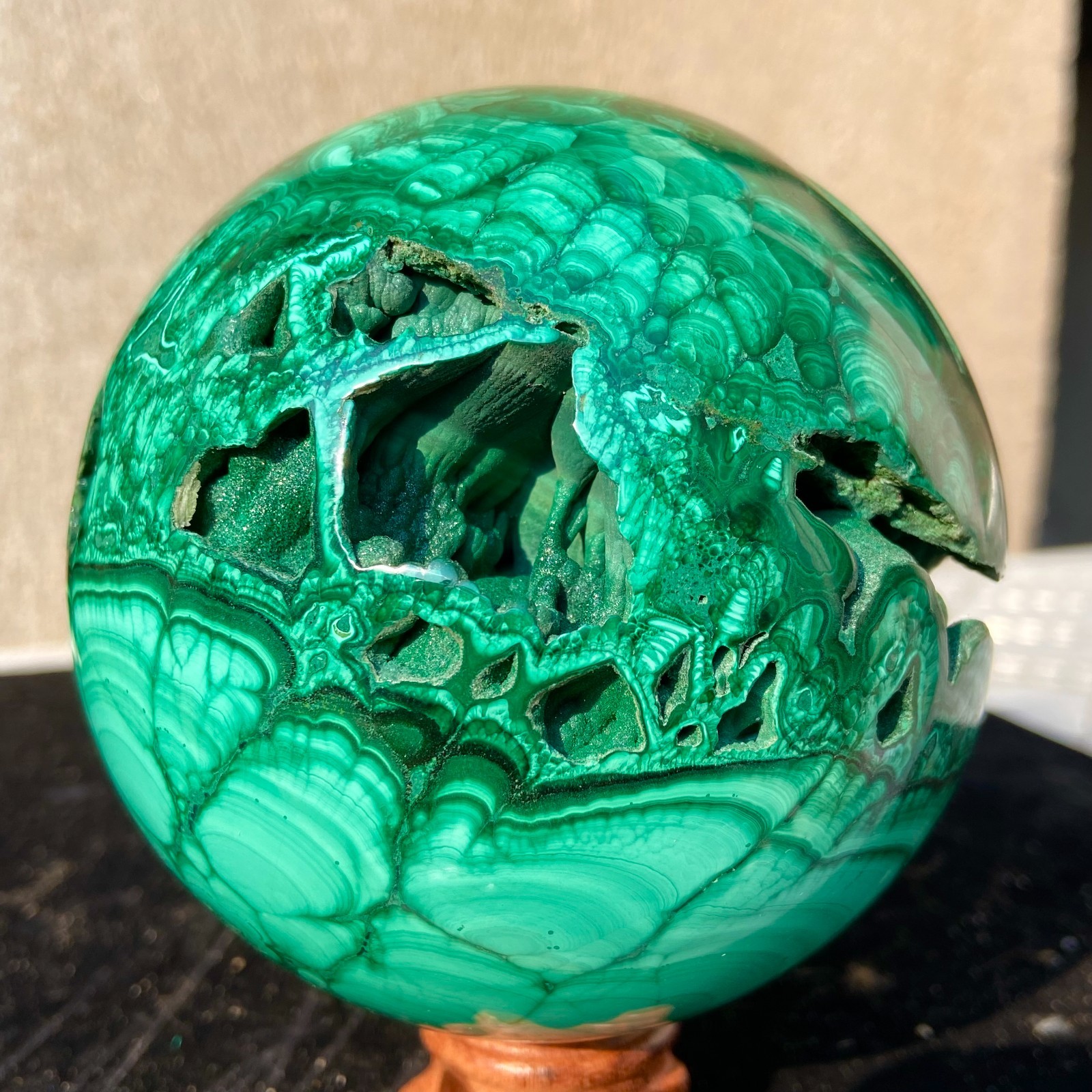3.5lb Natural Malachite Crystal hand Carved sphere Healing Gem specimen ball