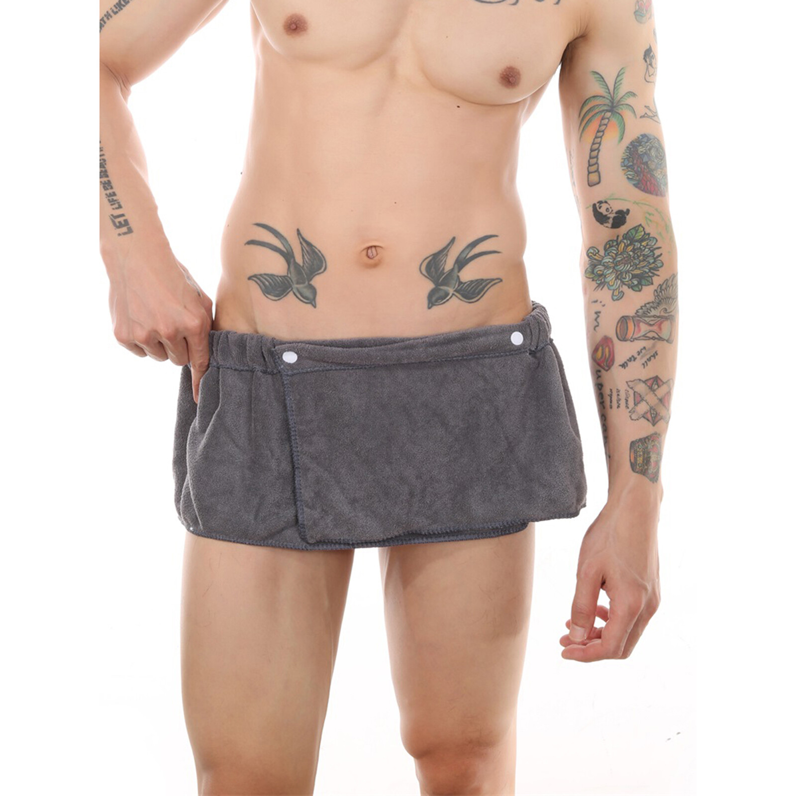 Men\'s Soft Bath Towel Wearable Shower Wrap Short Pants Mircofiber Swimming USA