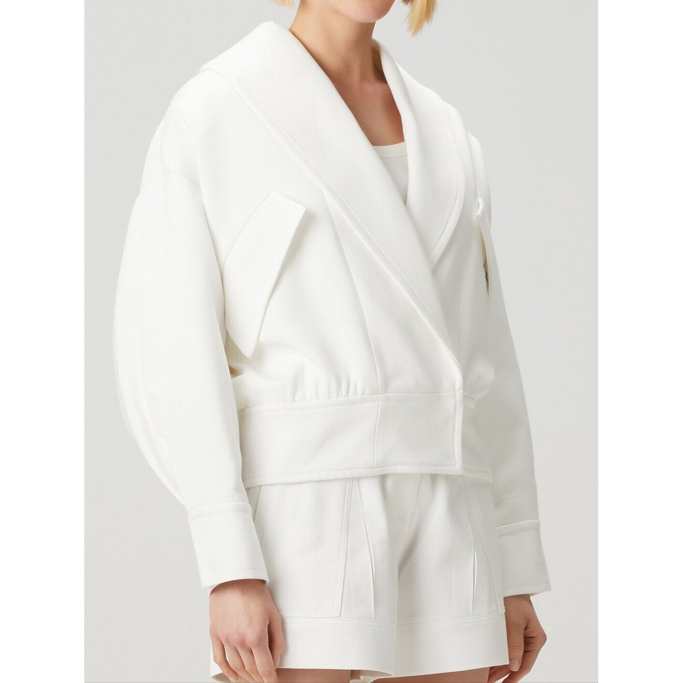 IRO Paris White Himari Cropped Structured Jacket - Size 36 / US 4 (S)
