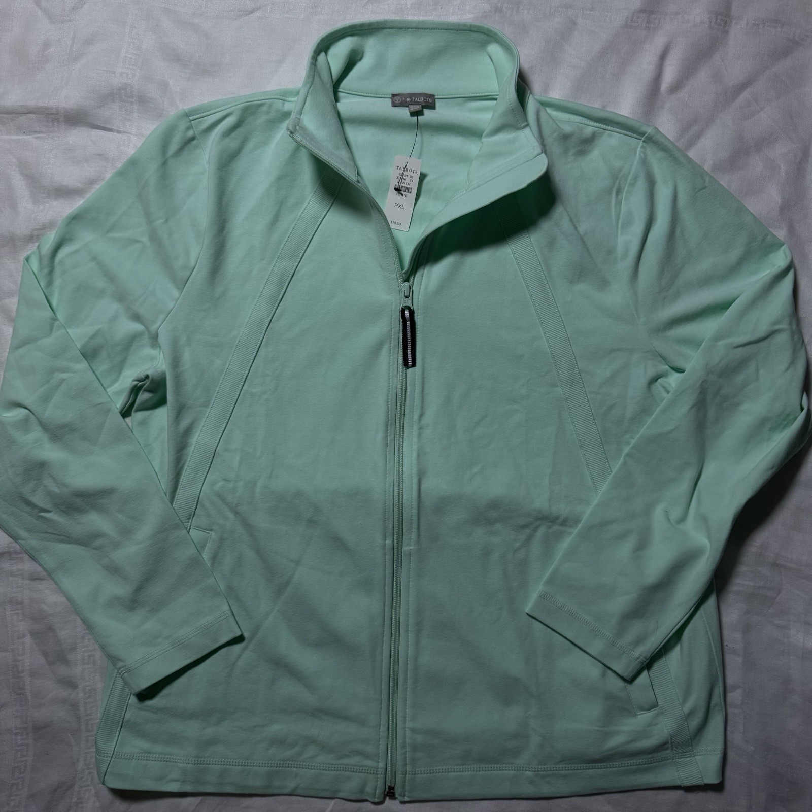 NWT T By Talbots Jacket Womens PXL Mint Green Full Zip Mock Neck Jacket Active