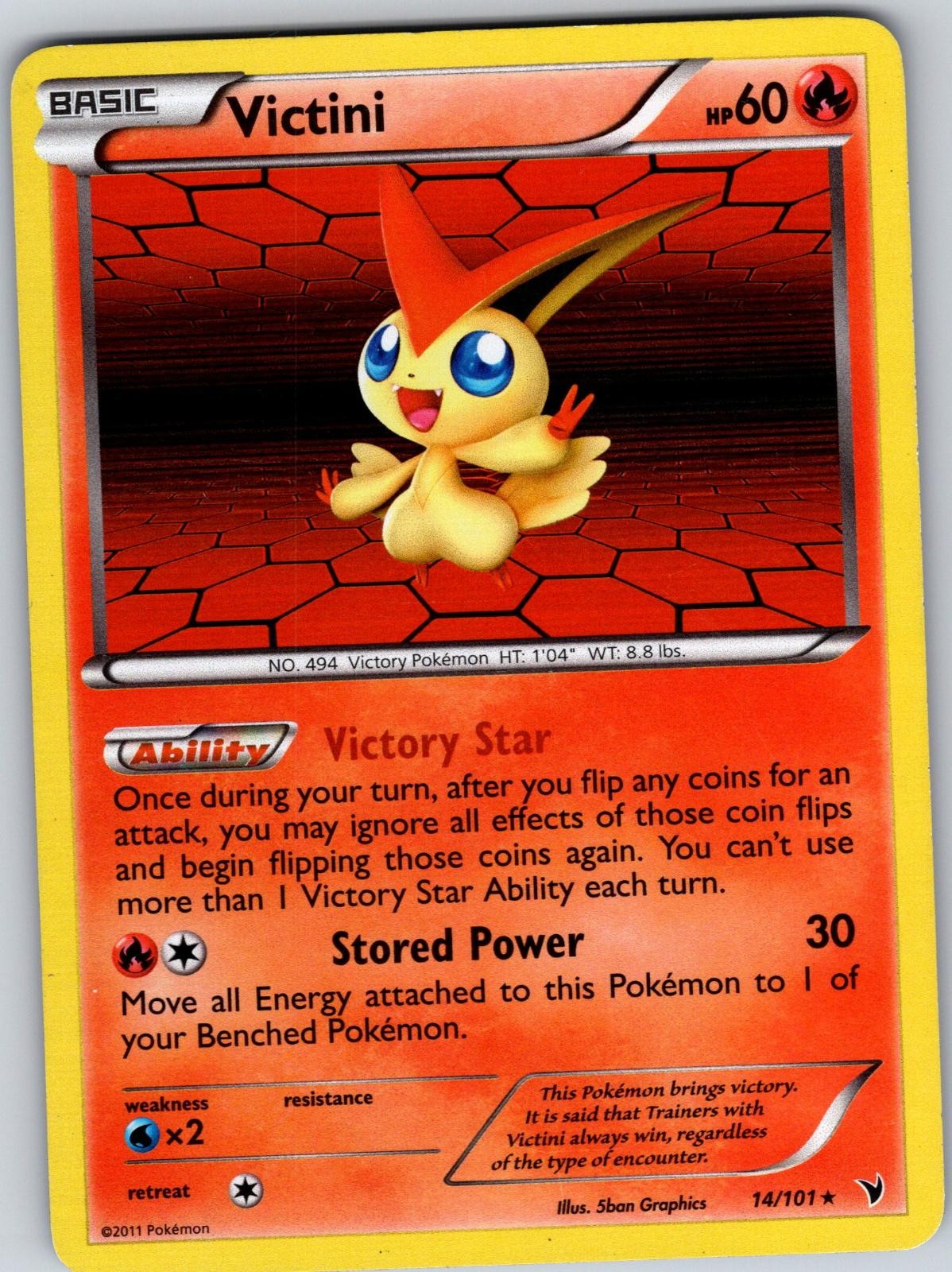 Victini 14/101 Holo Rare Noble Victories Pokemon Lightly Played