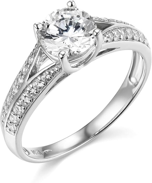 1.80 Ct Round Cut Engagement Wedding Ring Simulated Diamond Solid 14K White Gold
