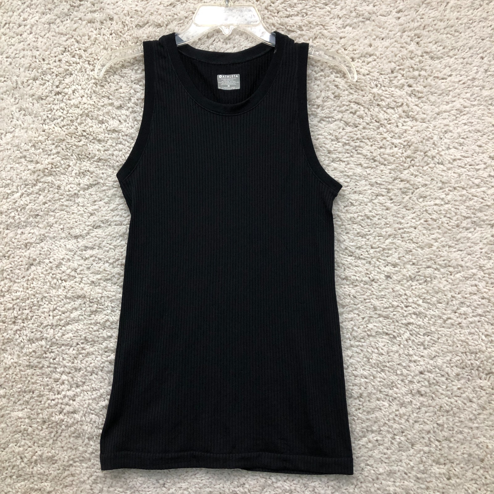 Athleta Top Shirt Medium Adult Black Renew CYA Length Ribbed Knit Tank Womens M