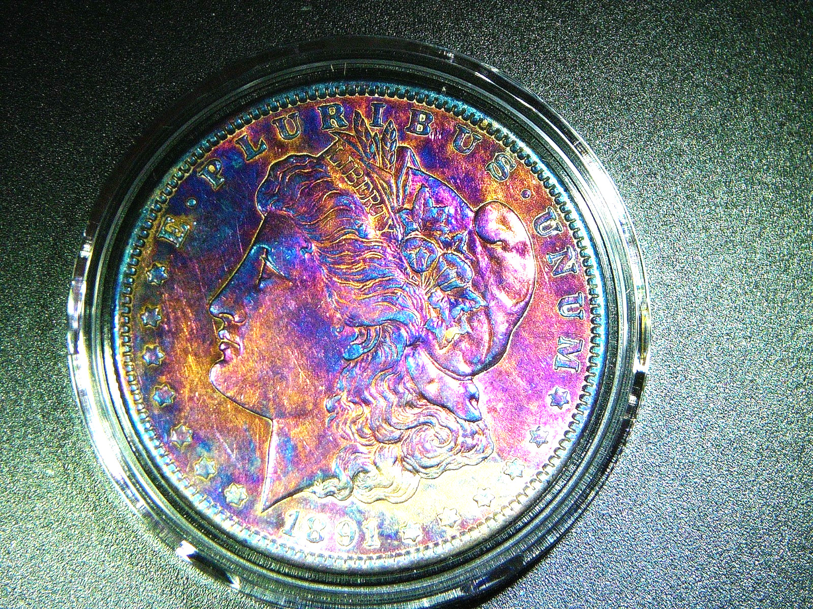 EF+/AU DETAIL 1891-S MORGAN SILVER DOLLAR BEAUTIFULLY TONED COIN M-2237