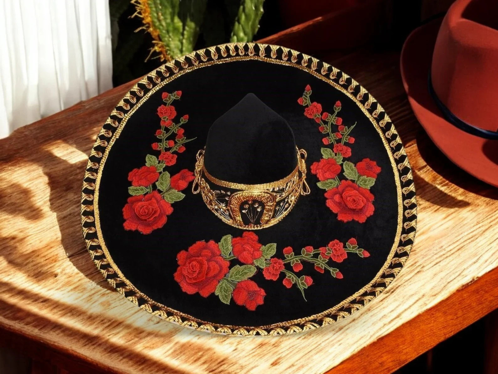 Authentic Mexican Mariachi Charro Sombrero – Adult Mariachi Hat with Flowers