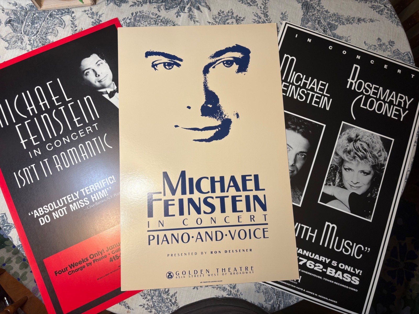 MICHAEL FEINSTEIN Lot (3) Broadway Window Cards 22x14 ROSEMARY CLOONEY MICHAEL FEINSTEIN Lot (3) Broadway Window Cards 22x14 ROSEMARY CLOONEY