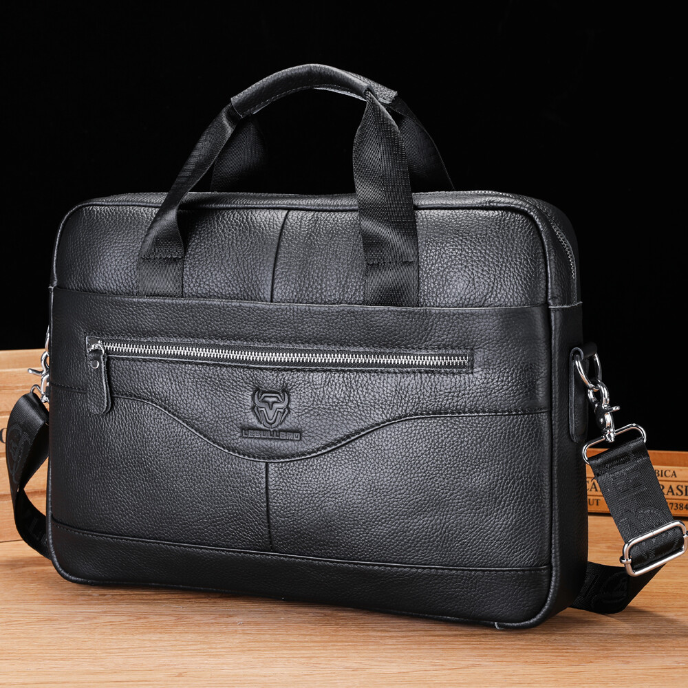 Vintage Genuine Leather Computer Briefcase Men Daily Office Laptop Messenger Bag