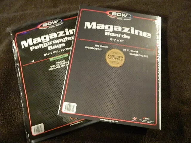 100 New BCW Magazine Resealable Bags And Boards - Acid Free - Archival Storage 100 New BCW Magazine Resealable Bags And Boards - Acid Free - Archival Storage