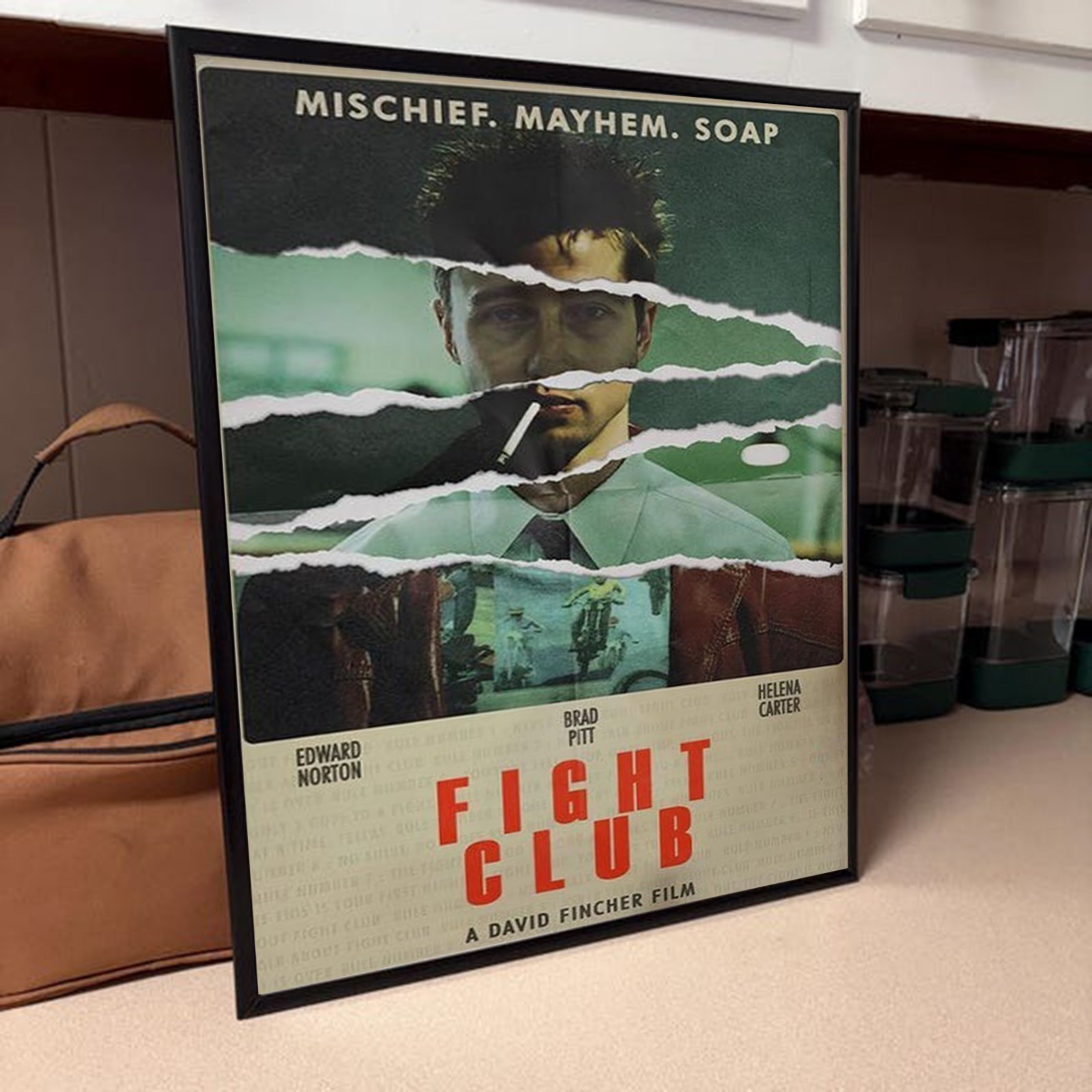 Fight Club Movie Poster HD Art Print Brad Pitt Classic Film Wall Decor Unframed