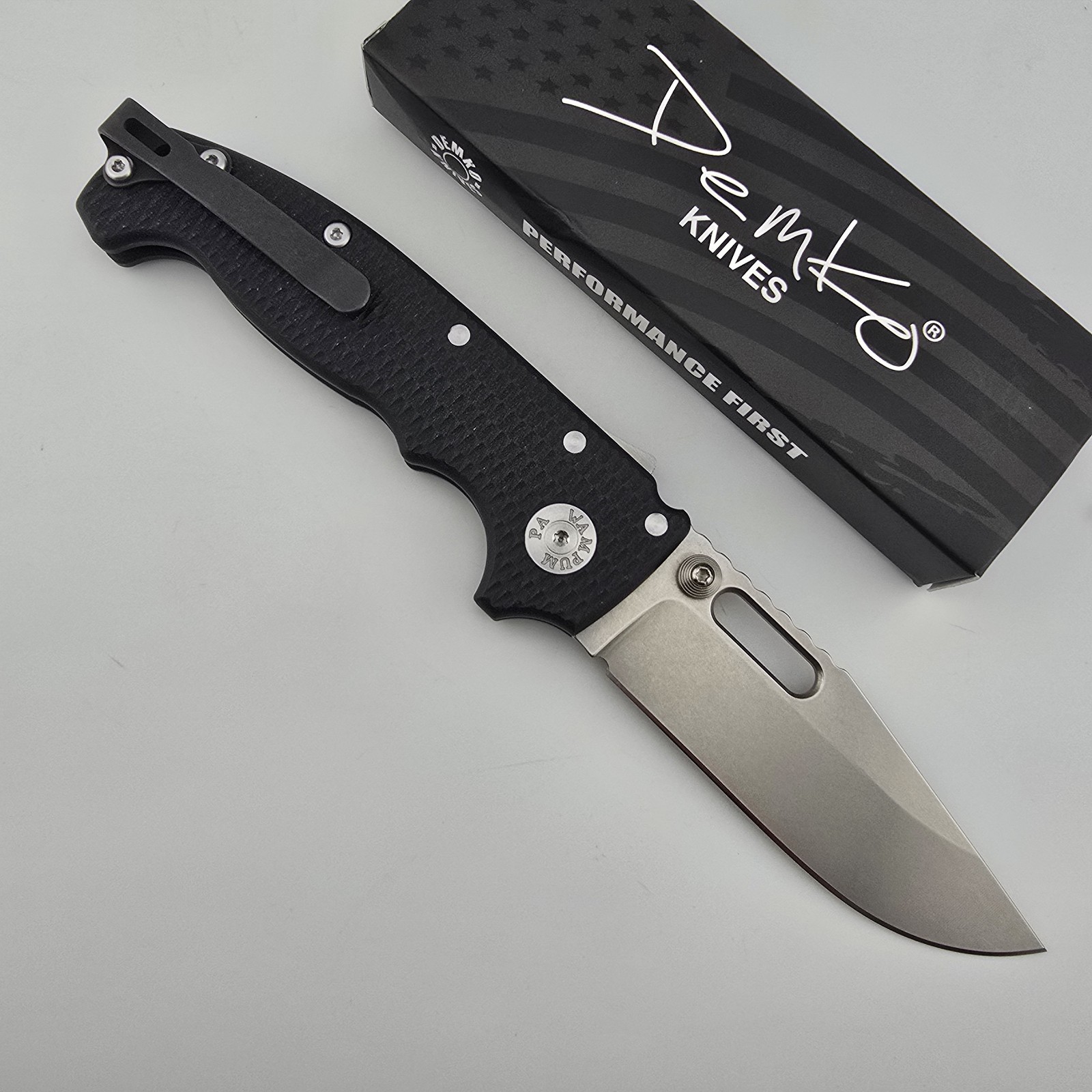 Demko AD20S Folding Knife Clip Point MagnaCut Black G10 Shark Lock LynchNW
