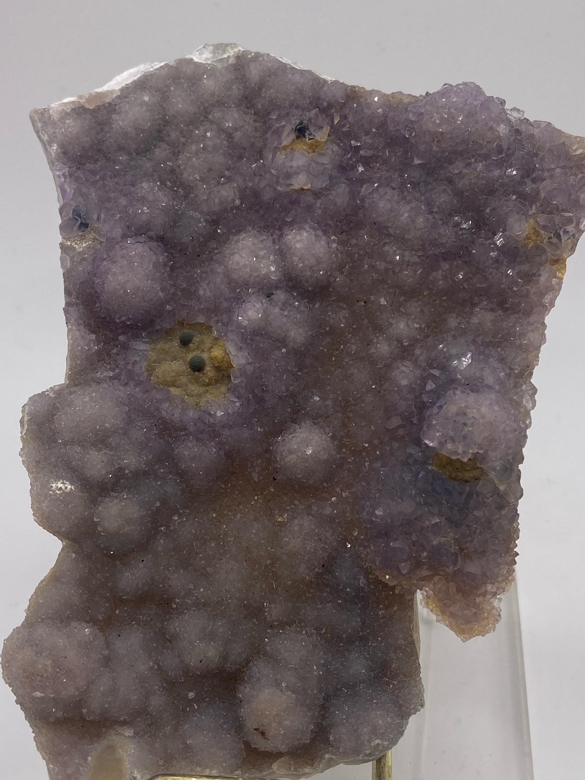Amazing and Sparkly Druzy Smoky Amethyst Quartz Crystal Plate with Malachite Amazing and Sparkly Druzy Smoky Amethyst Quartz Crystal Plate with Malachite