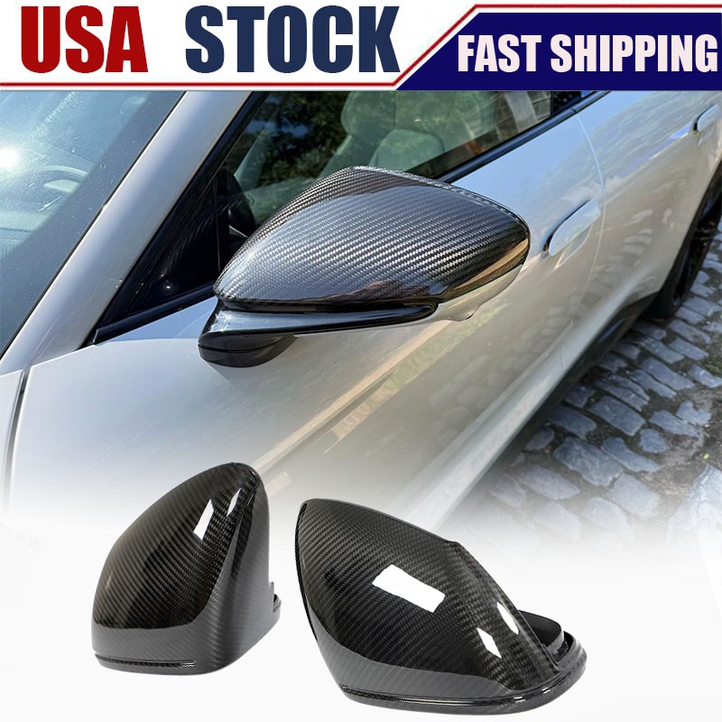 For Porsche 9J1 992 Taycan Turbo DRY CARBON Side Mirror Cover Caps Replacement