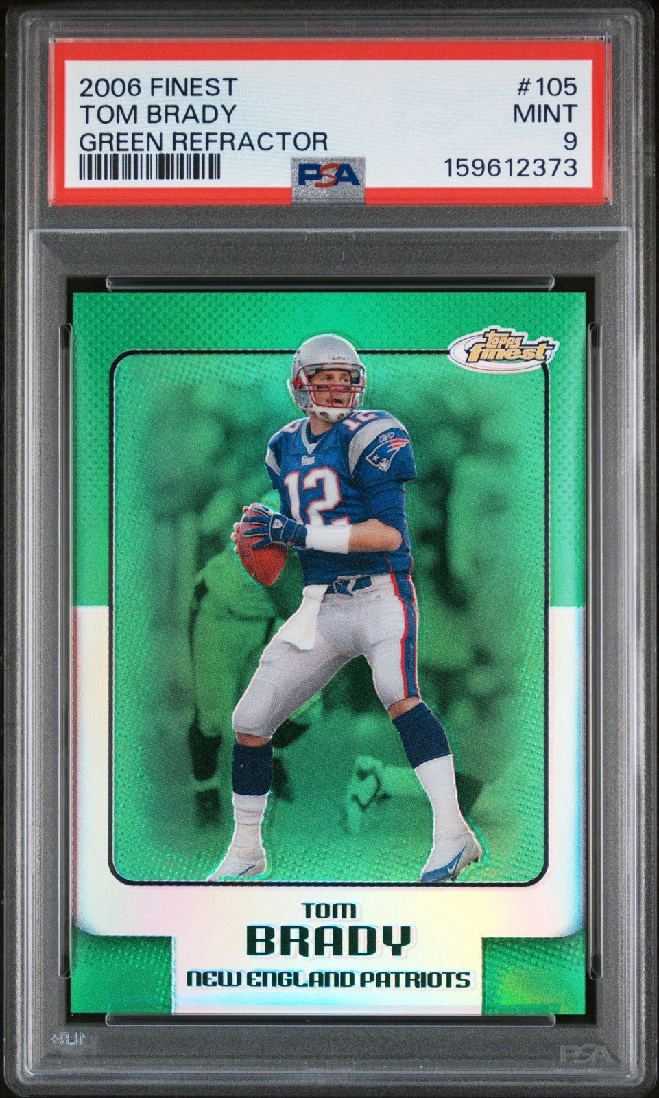 2006 Topps Finest - Tom Brady #105 Green Refractor /199 PSA 9