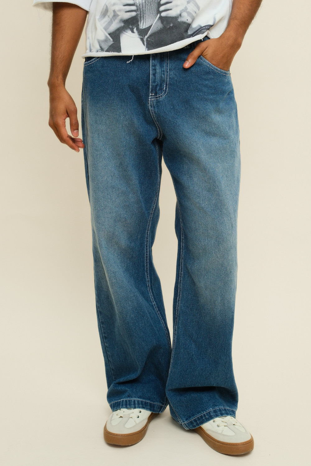 Victorious Men's Ultra Baggy Y2K Wide-Leg Cotton Denim Jeans DL981 Victorious Men's Ultra Baggy Y2K Wide-Leg Cotton Denim Jeans DL981