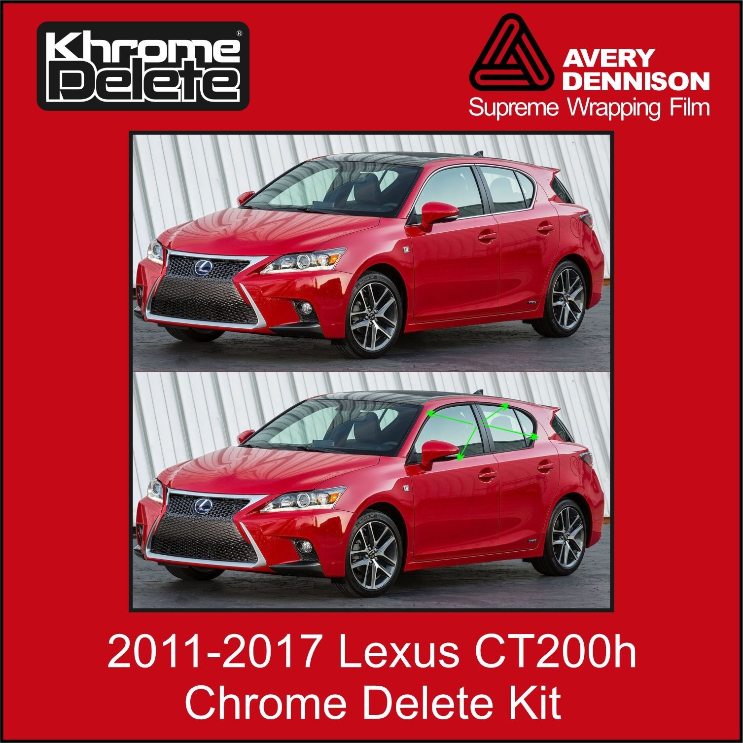 2011-2017 Lexus CT200h Chrome Delete Vinyl Overlay (Satin Black)
