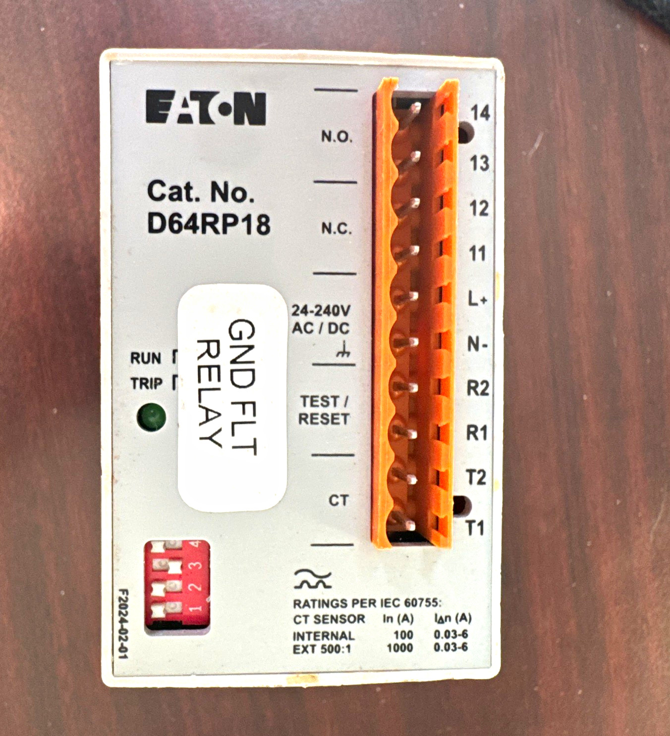 Eaton D64RP18 Lot of 6 Ground Fault Relay 24-240V AC/DC Test/Reset 14-Pin