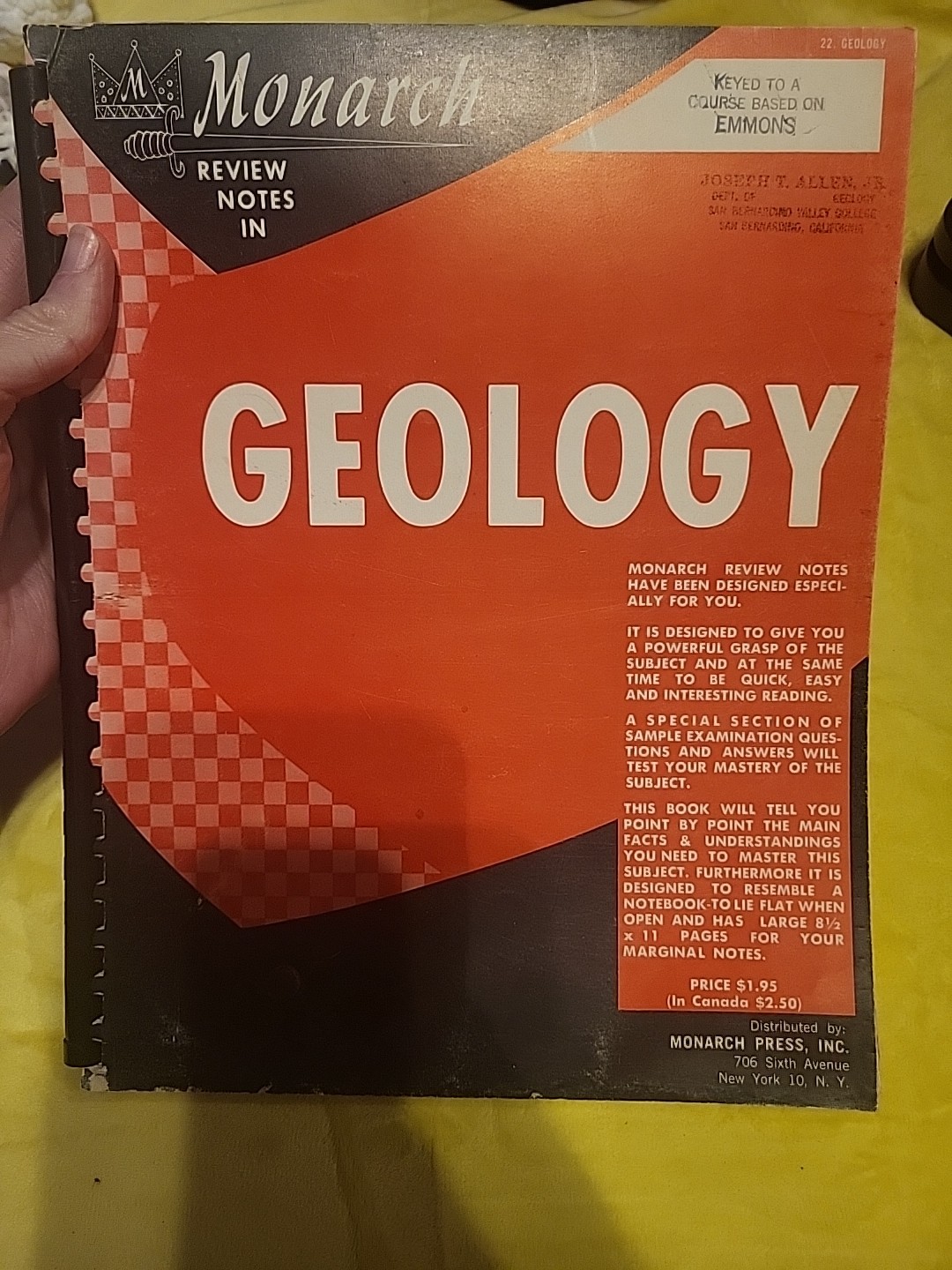 Vintage 1963 Monarch Review Notes In Geology Vintage 1963 Monarch Review Notes In Geology