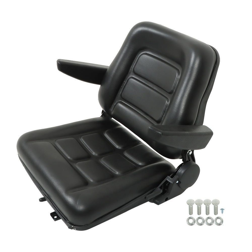 Universal Forklift Seat Fold Down Tractor Seat Adjustable Back & Armrest Universal Forklift Seat Fold Down Tractor Seat Adjustable Back & Armrest