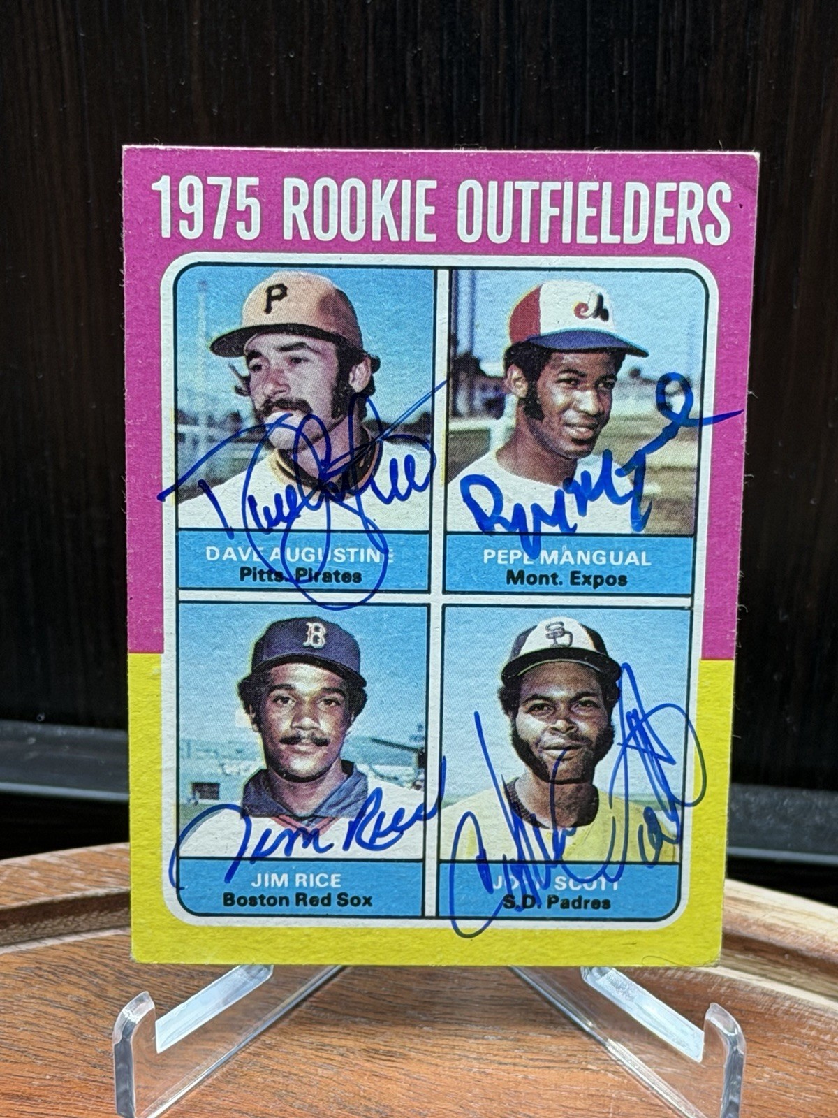 1975 Topps Signed Rookie Card -Jim Rice Pepe Manguel John Scott David Augustine 1975 Topps Signed Rookie Card -Jim Rice Pepe Manguel John Scott David Augustine