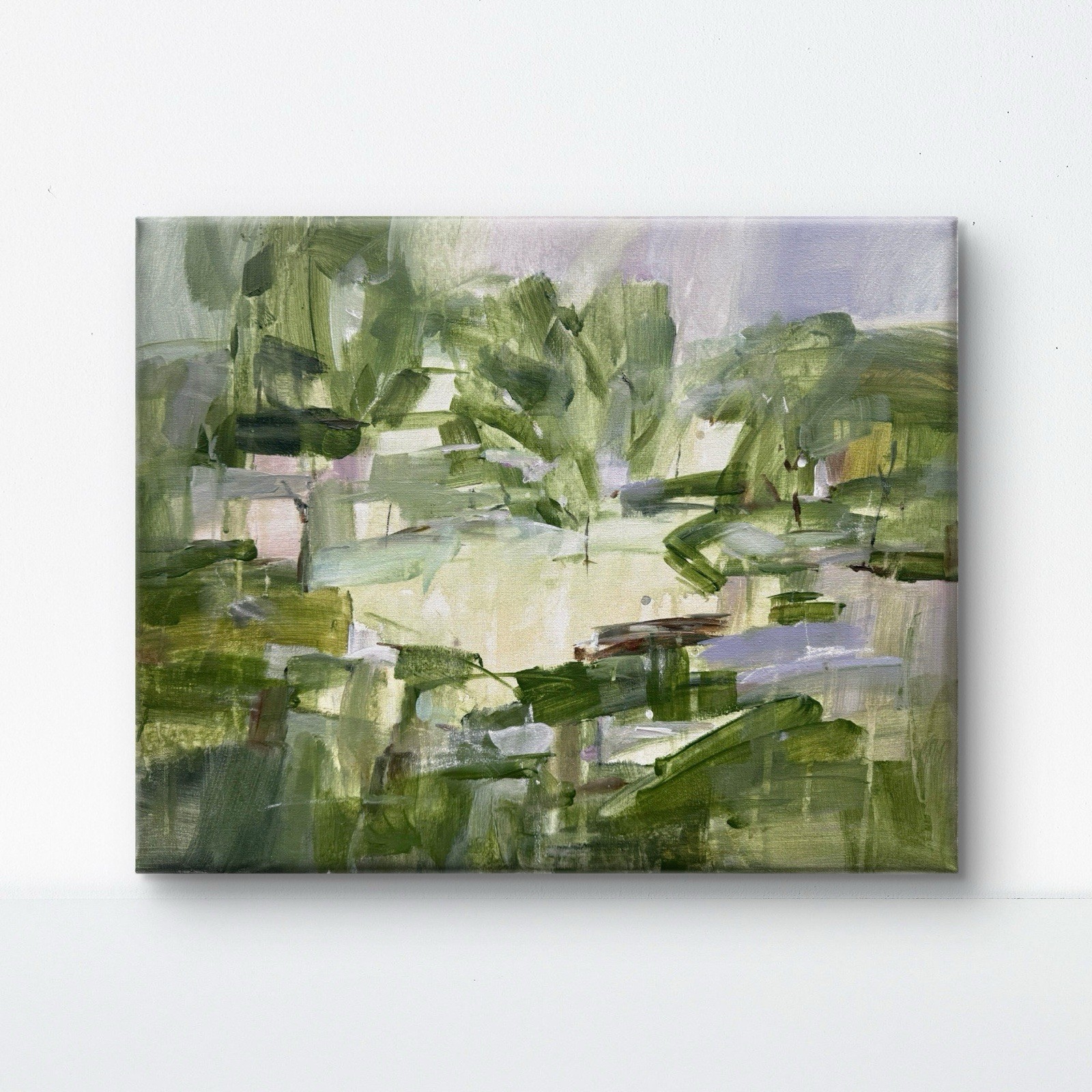 Green Depth 20x16 Original Acrylic Painting Landscape Canvas Wall Decor