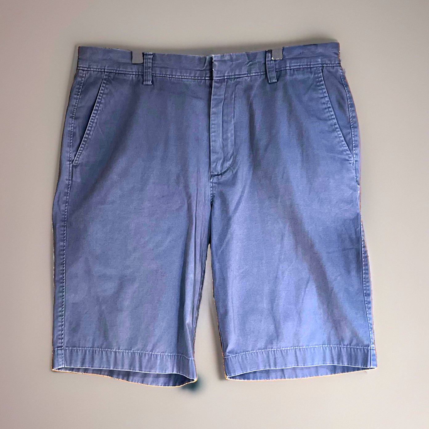 J.CREW Rivington Men’s Blue Chino Cotton Shorts Flat Front Zip Pockets 33x11