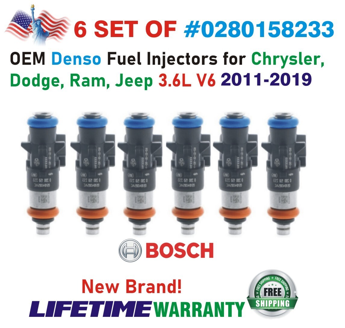 NEW OEM Bosch x6 Fuel Injectors for 2011-2019 Chrysler, Dodge, Ram, Jeep 3.6L V6 NEW OEM Bosch x6 Fuel Injectors for 2011-2019 Chrysler, Dodge, Ram, Jeep 3.6L V6