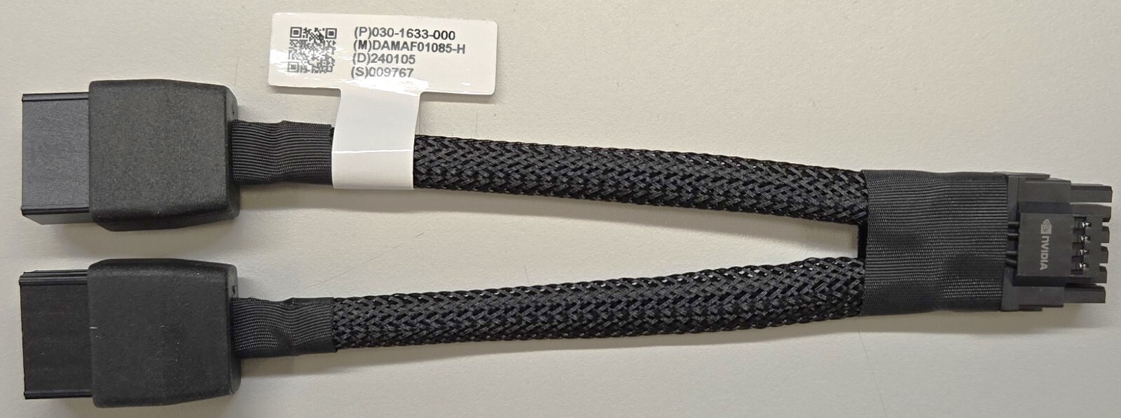 Authentic Nvidia 2x 8-pin PCIe to 16-pin 12VHPWR Connector 030-1633-000 RTX ADA Authentic Nvidia 2x 8-pin PCIe to 16-pin 12VHPWR Connector 030-1633-000 RTX ADA