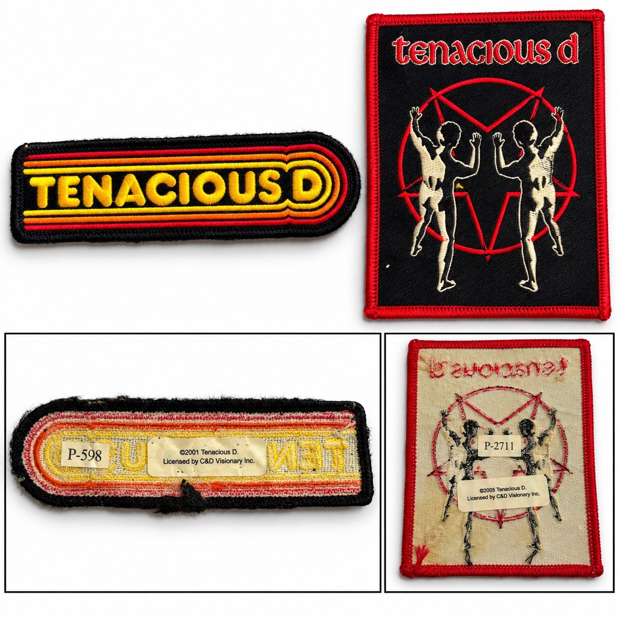 RARE Vintage Tenacious D Embroidered Patches Lot of 2 Licensed 2001 + 2005