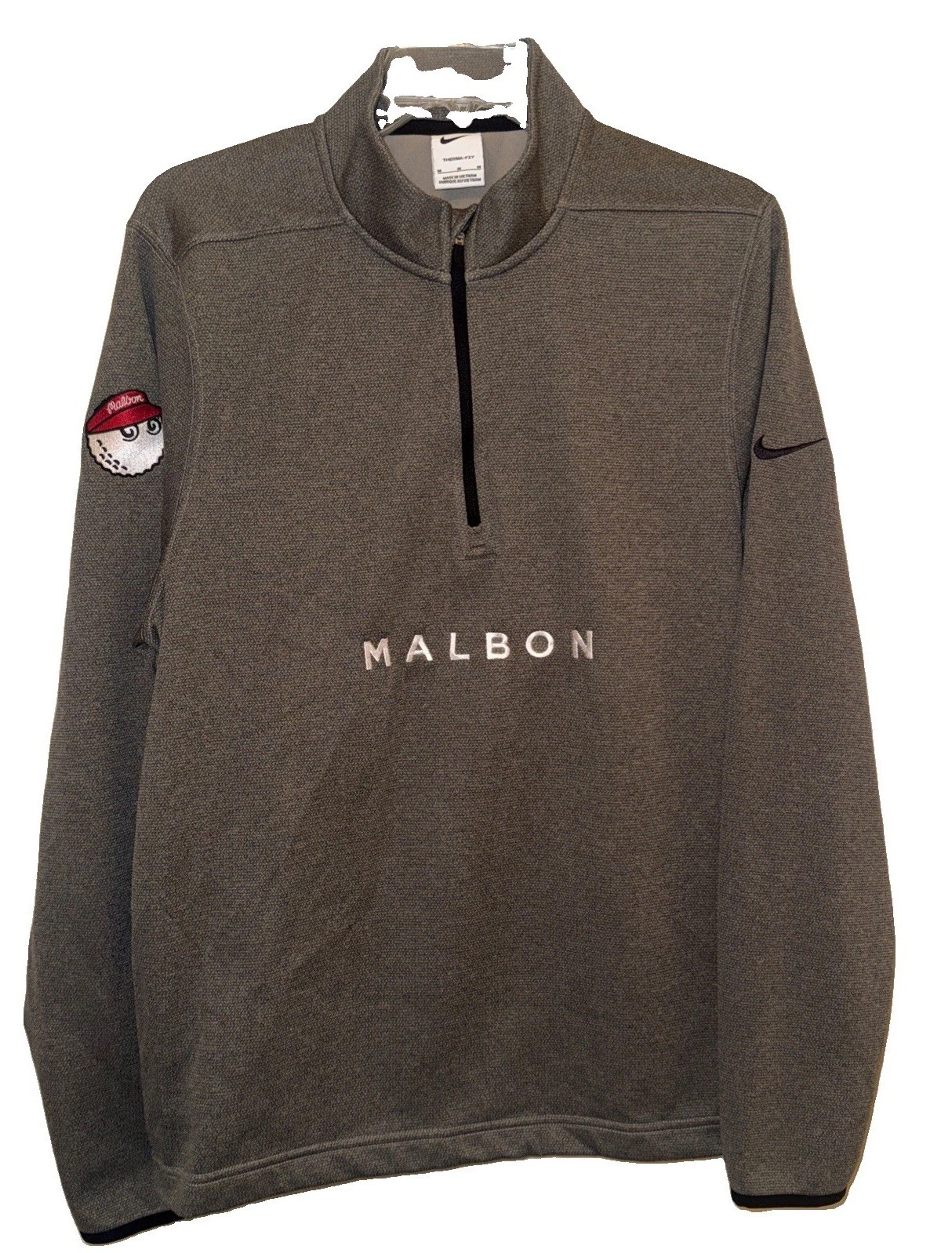 Malbon x Nike Standard Fit 1/4 Zip Pullover Men’s Medium Grey Fleece Golf EUC