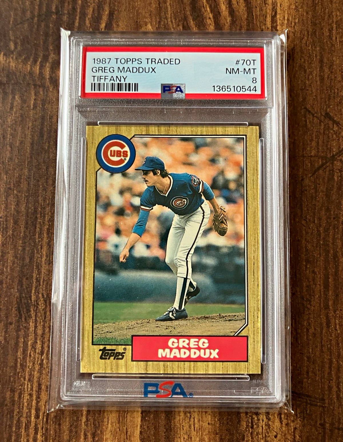 1987 Topps Tiffany- Traded Greg Maddux #70T  Rookie recently graded PSA 8