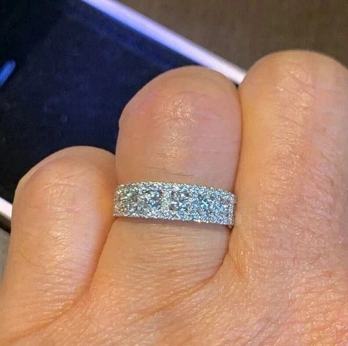 Half Eternity Round Cut Lab Created Diamond Wedding Band, 14K White Gold Finish