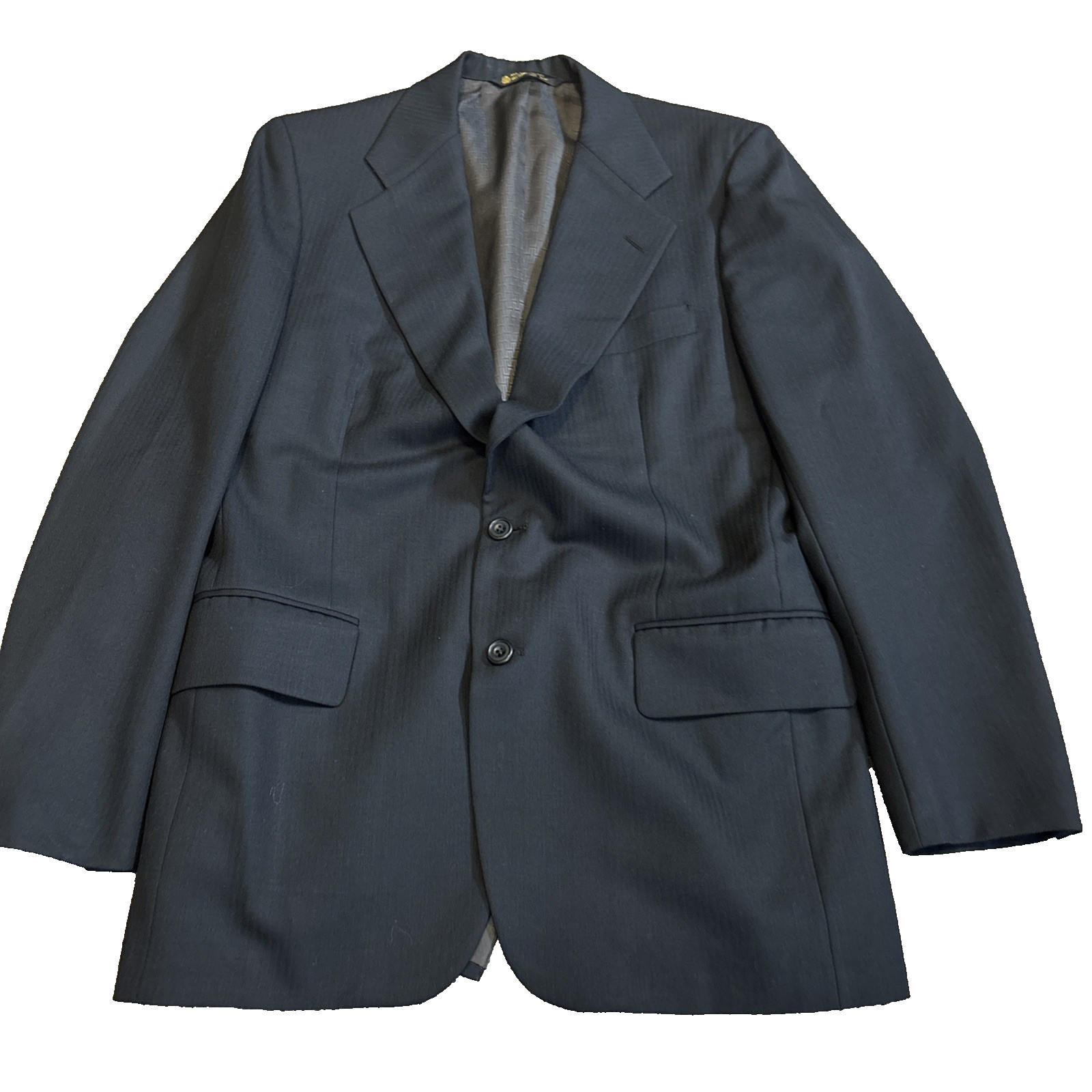 Vintage Barneys - Halston - Mens Blue Blazer 100%  Wool - 40  Union Made