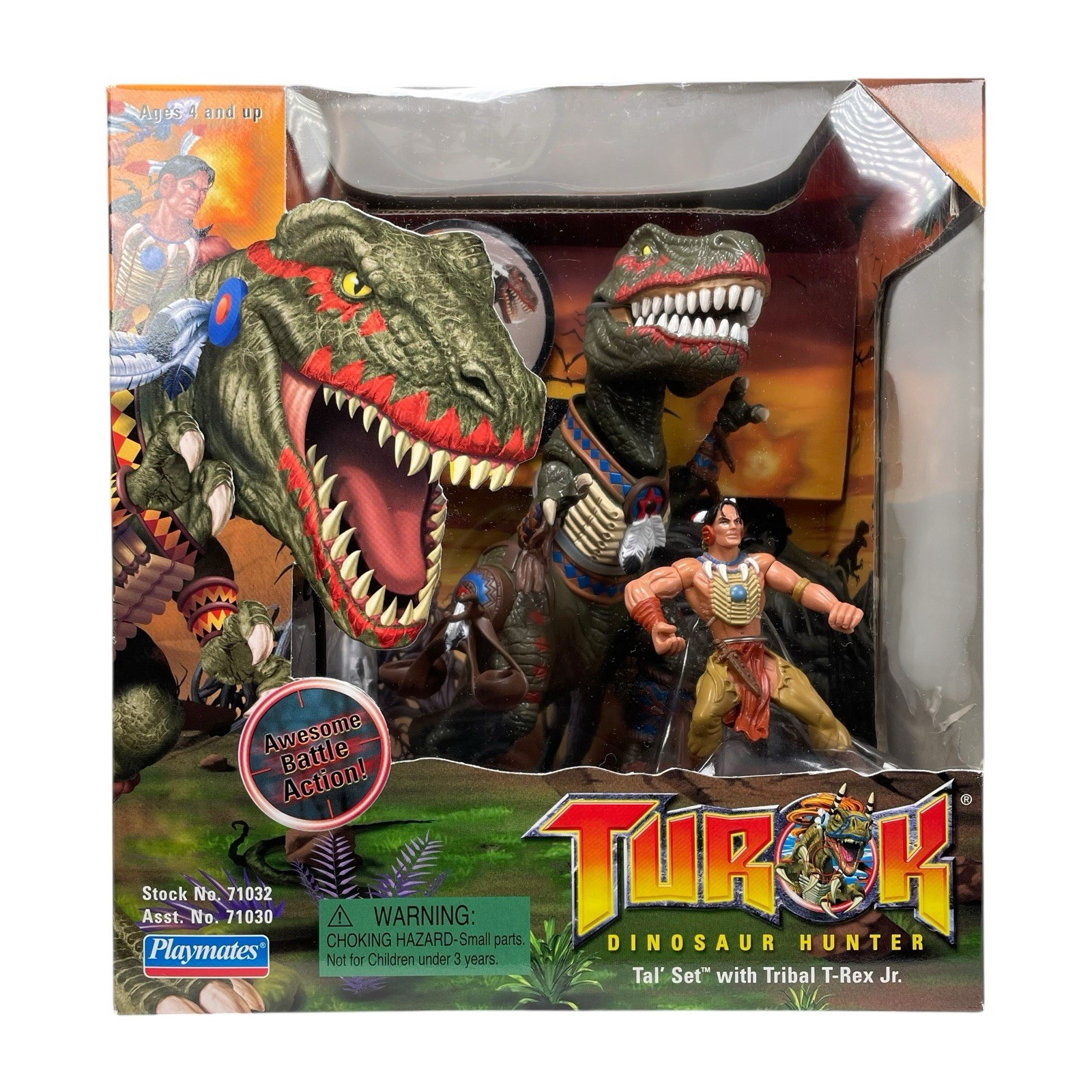 TUROK DINOSAUR HUNTER TAL’  SET WITH TRIBAL T-REX JR PLAYMATES 1999 N64 New VTG