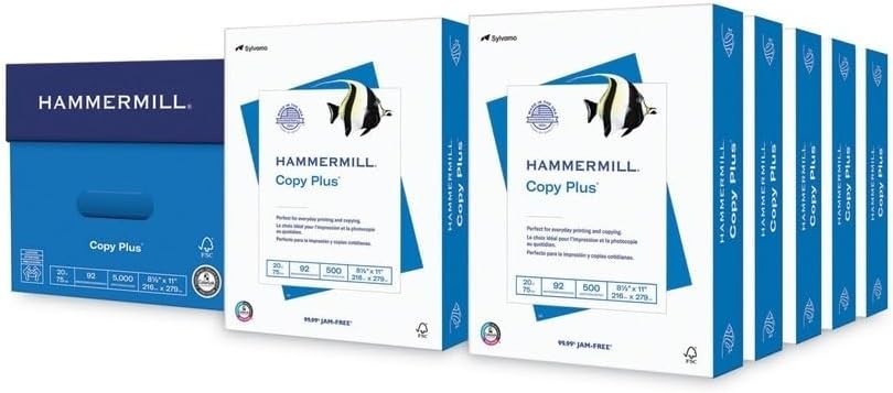 Hammermill Copy Plus 8.5 x 11 Printer Paper, 20 lb 92 Bright White 5000 Sheets