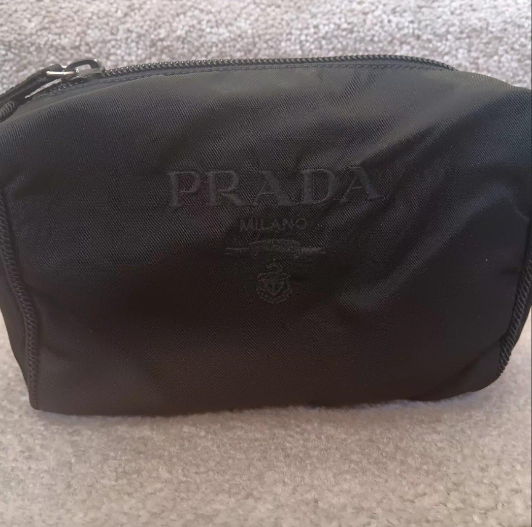 PRADA Black Nylon Zipper Makeup Bag -New With Authenticity Product Card PRADA Black Nylon Zipper Makeup Bag -New With Authenticity Product Card