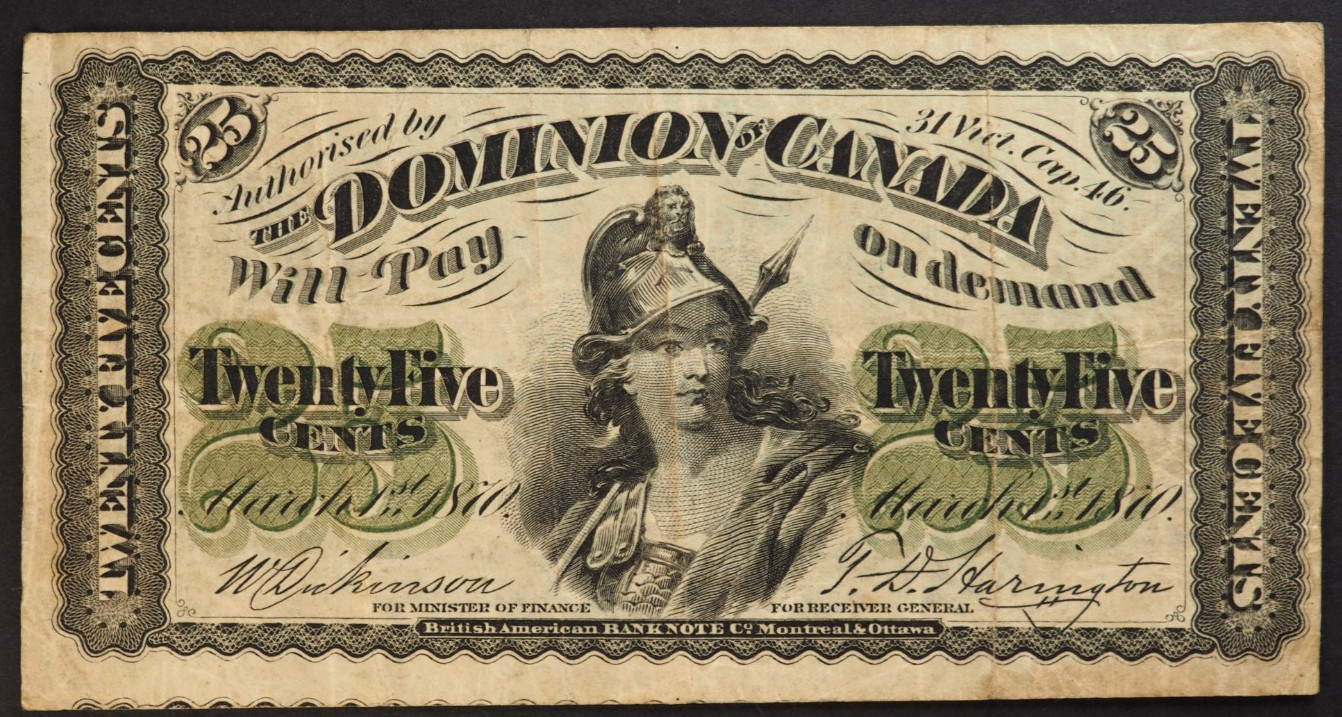 CANADA 1870 25c CENT BANK NOTE ** ** 6171 CANADA 1870 25c CENT BANK NOTE ** ** 6171