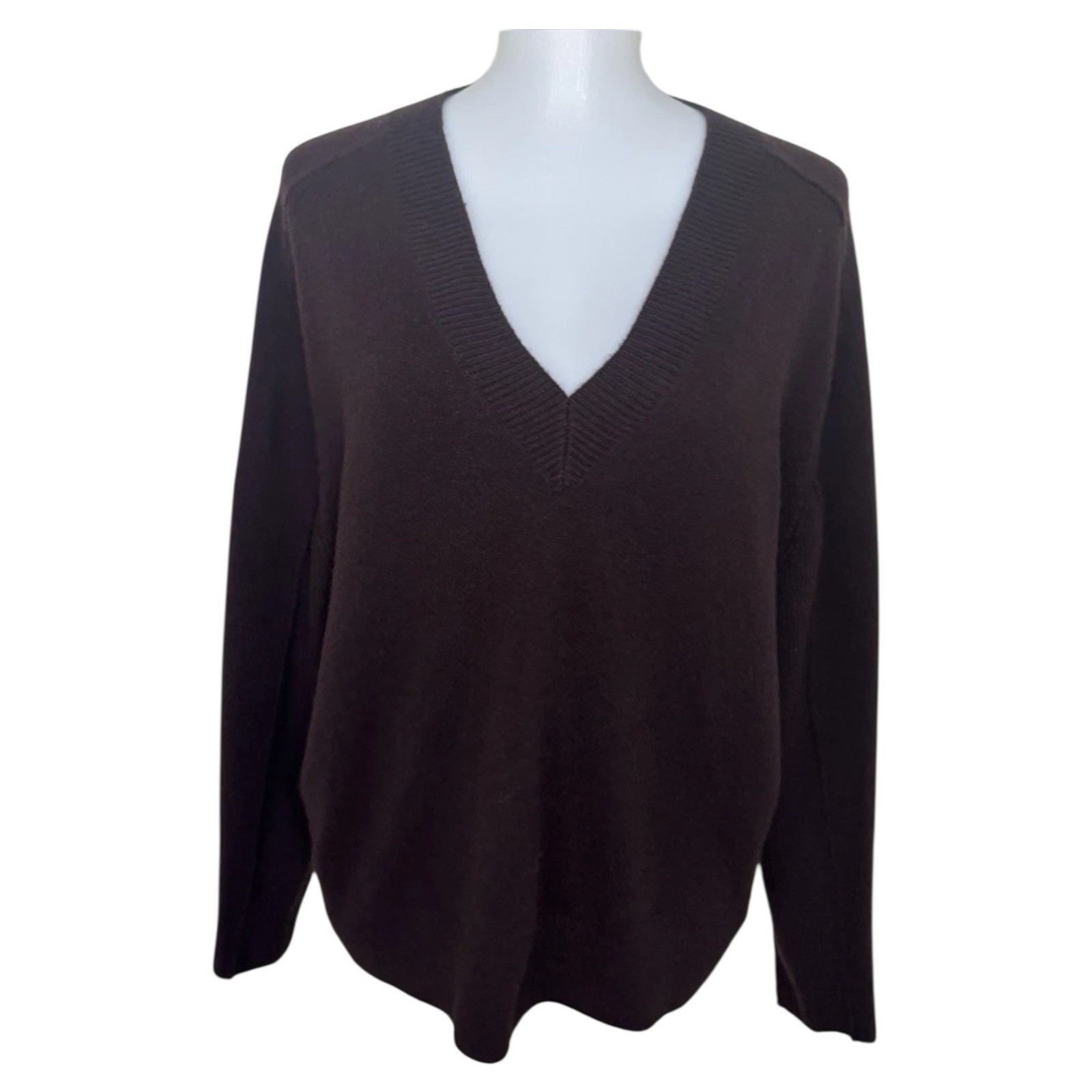 Madewell 100% Cashmere V-Neck Sweater Women\'s Medium Brown