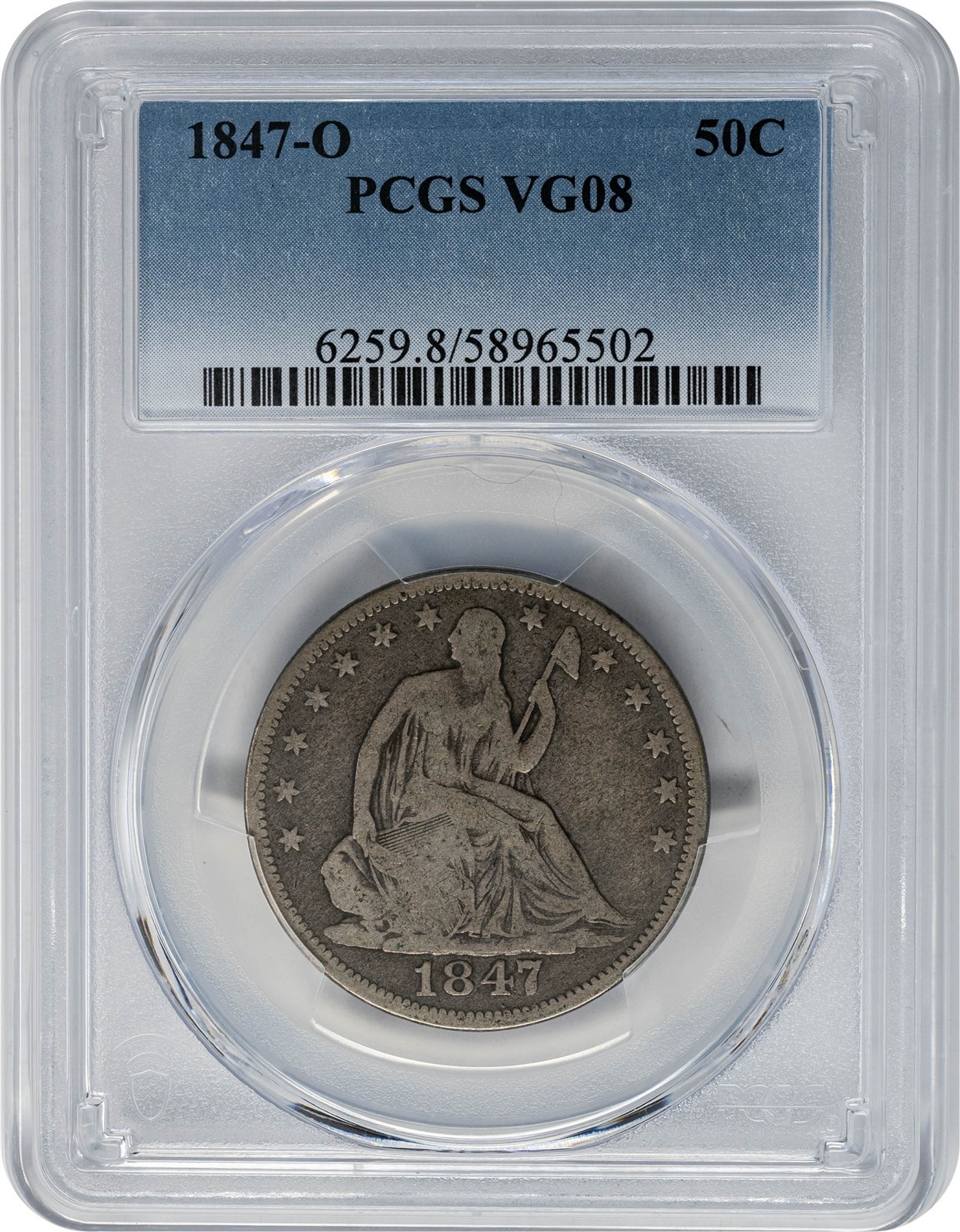 1847-O Seated Liberty Half 50c VG08 PCGS 951813-27 1847-O Seated Liberty Half 50c VG08 PCGS 951813-27