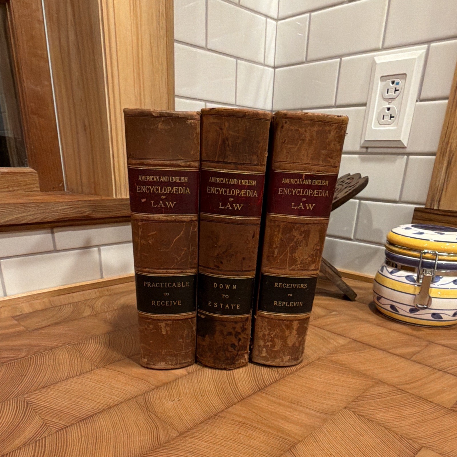 Lot of 3 Antique Leather Bound Law Books replevin, receive,estate. RARE