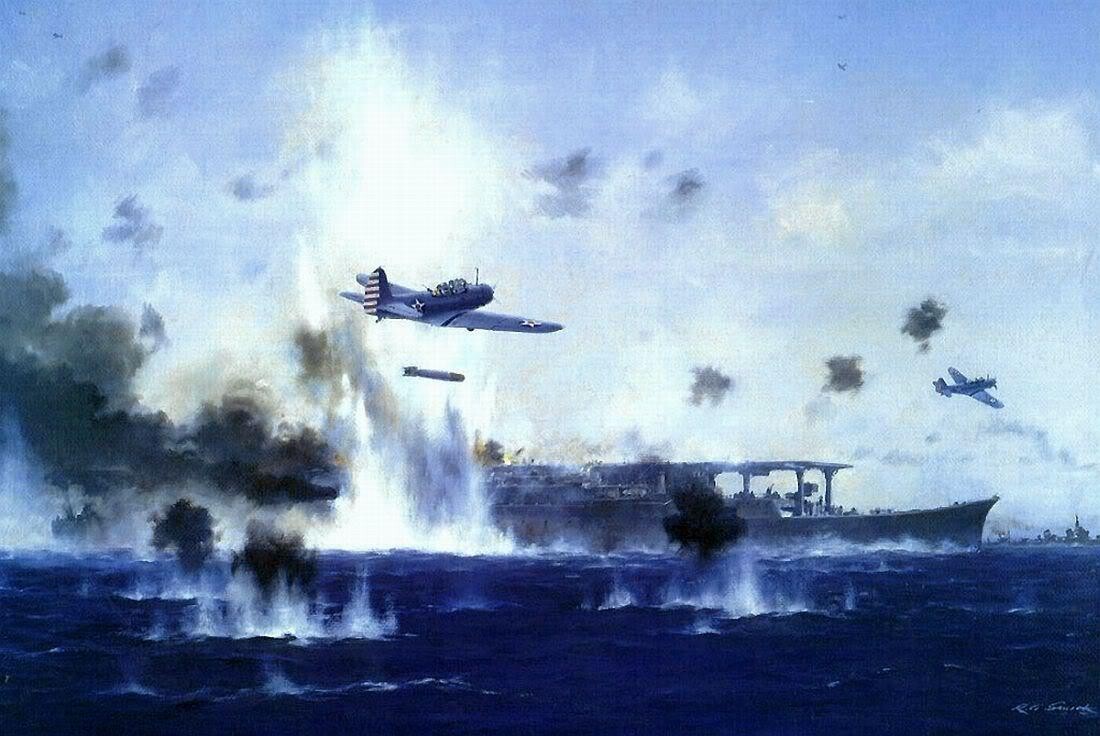 The Famous Four Minutes Battle of Midway June 1942 - 7-1/4 x 10-3/4 inch Print The Famous Four Minutes Battle of Midway June 1942 - 7-1/4 x 10-3/4 inch Print