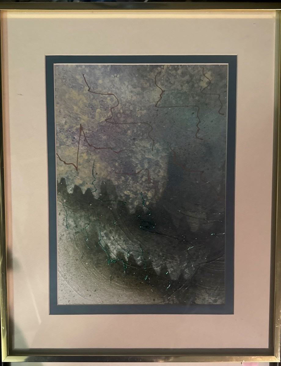 Vintage Vanguard Studios Abstract Art #628427 Original Frame Blue Copper 3D
