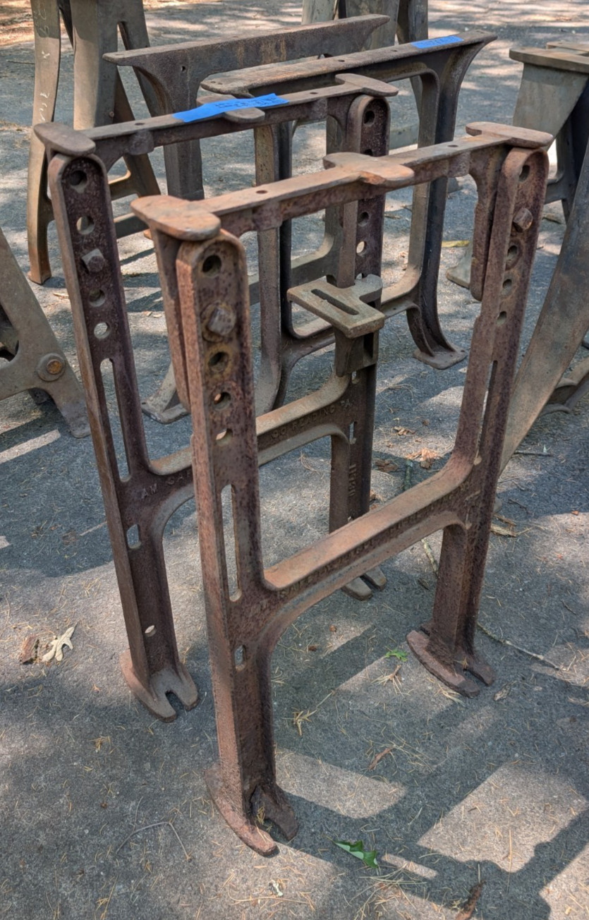 #11 Industrial Iron Table Legs Antique Factory Machine Shop Adjustable 1 pair