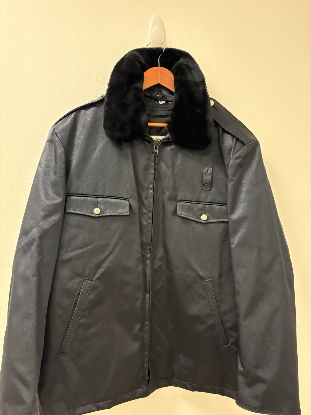 Vintage 80s Blauer Cruiser Jacket Faux Fur Collar USA Sz 48R Navy Blue Vintage 80s Blauer Cruiser Jacket Faux Fur Collar USA Sz 48R Navy Blue