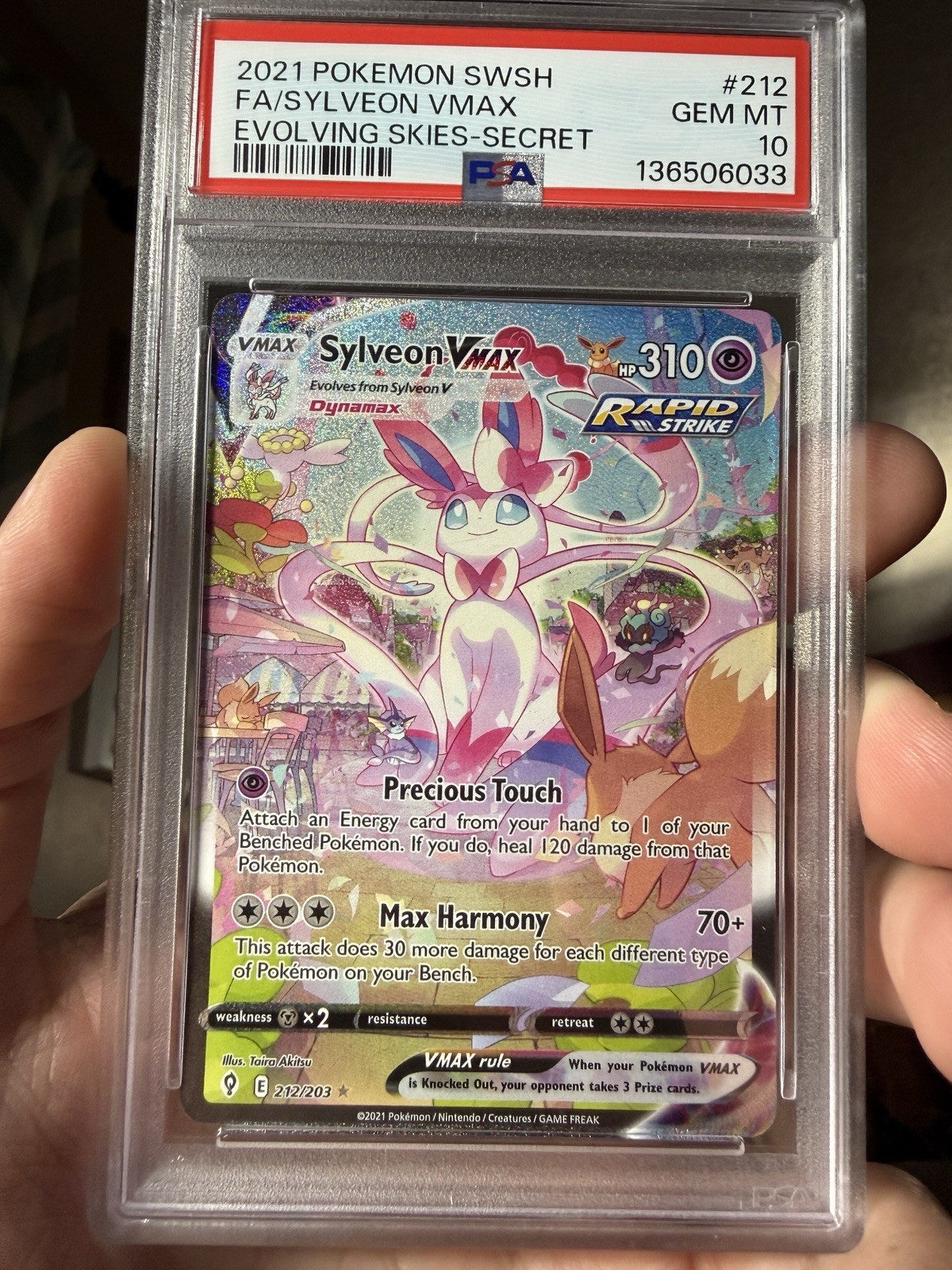 2021 POKEMON FA/SYLVEON VMAX EVOLVING SKIES-SECRET SWORD & SHIELD #212 PSA 10 2021 POKEMON FA/SYLVEON VMAX EVOLVING SKIES-SECRET SWORD & SHIELD #212 PSA 10