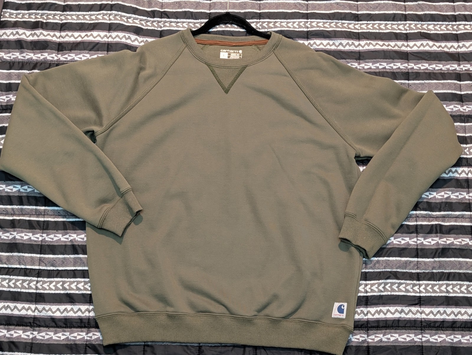 Carhartt Crewneck Sweatshirt Army Green Large Crafted Series US Made Heavyweight