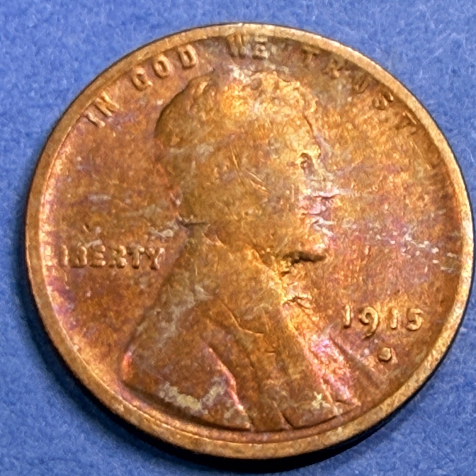 1915-S Lincoln Wheat Cent 1C VF Very Fine Toned San Francisco Mint US Coin