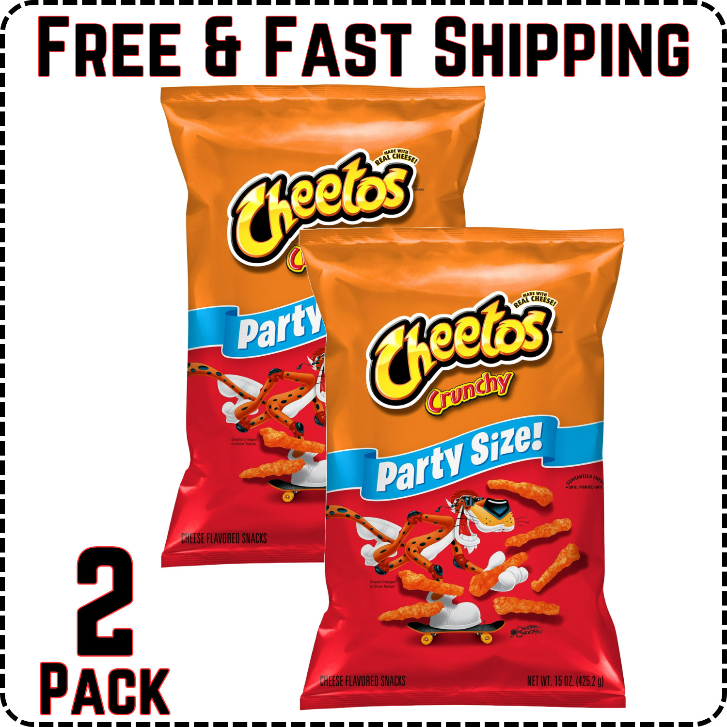(PACK OF 2) Cheetos Crunchy Cheese Flavored Snacks 15 oz Bag New