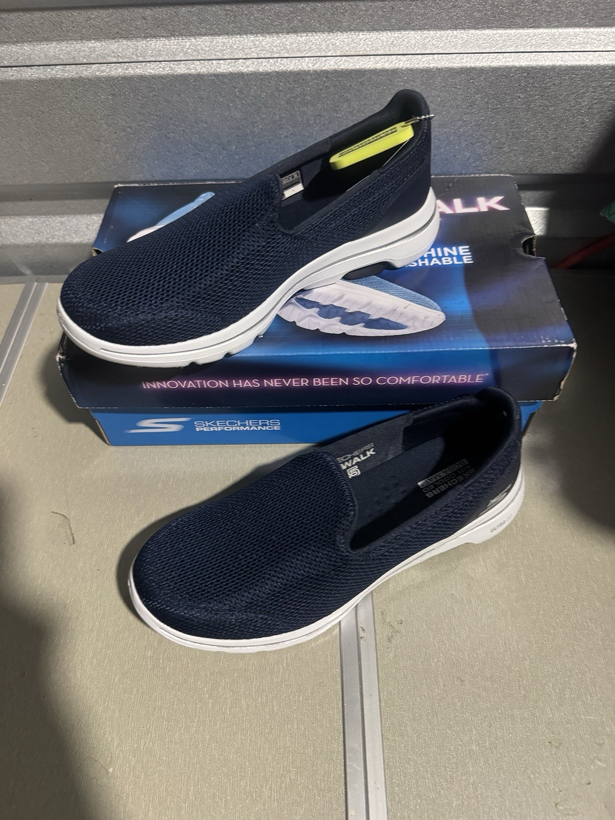 Sketchers 5 Go Walk Slip On USA Navy Blue NIB Size 8.5