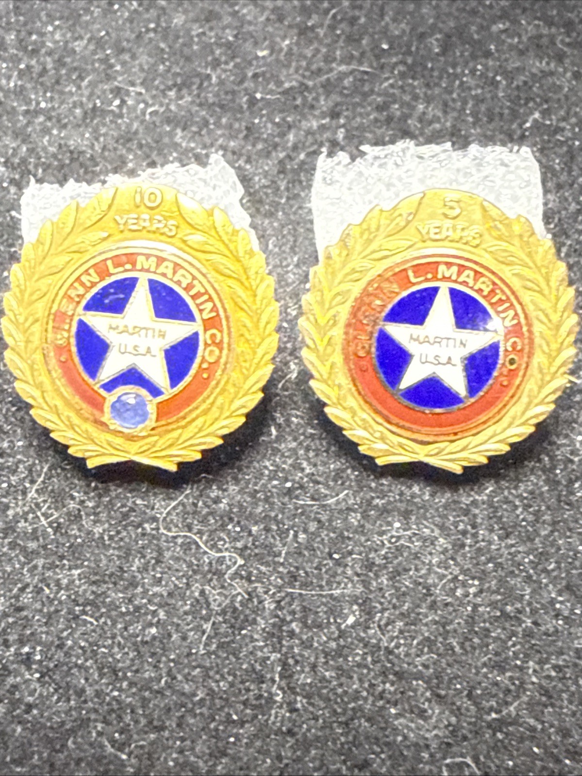 Rare Vintage Glenn L. Martin Co. Employee Service Award Pin Set – 10K Solid Gold Rare Vintage Glenn L. Martin Co. Employee Service Award Pin Set – 10K Solid Gold
