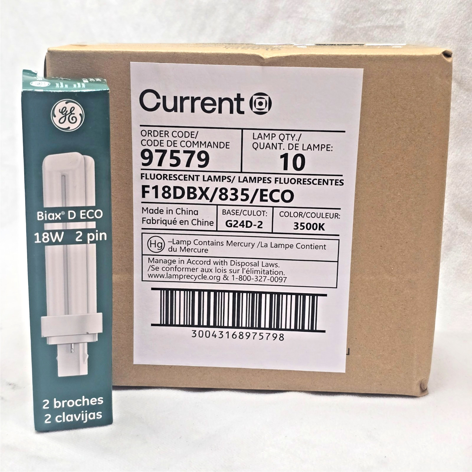 10PK GE 97579 18 Watt Compact Fluorescent 2 Pin Light Bulb 3500k F18DBX/835/ECO 10PK GE 97579 18 Watt Compact Fluorescent 2 Pin Light Bulb 3500k F18DBX/835/ECO